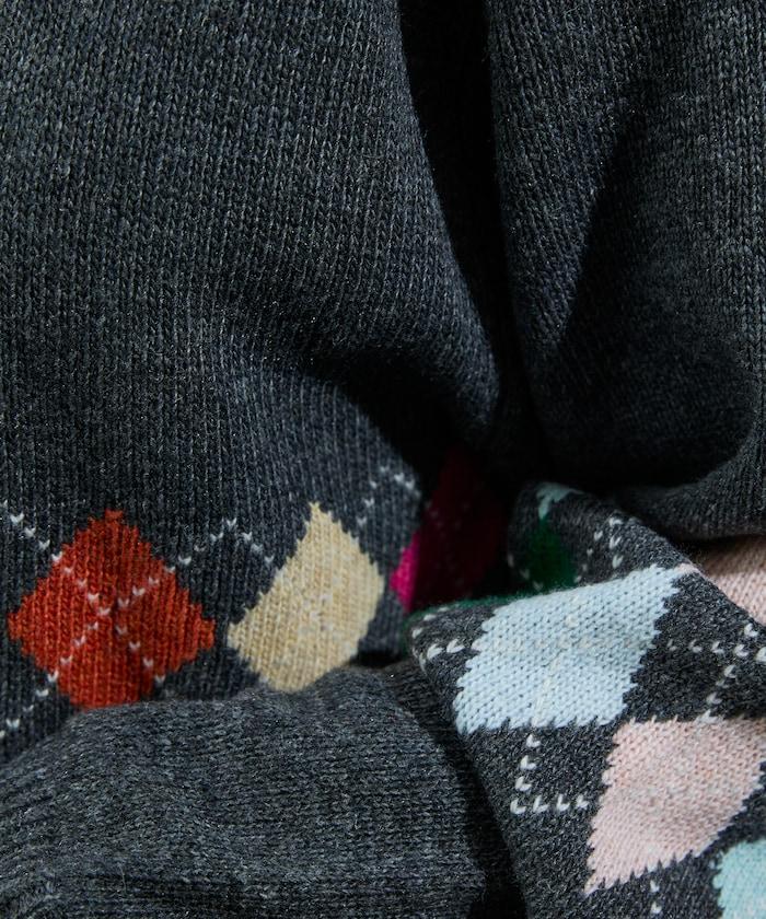 拼色迷你菱格針織POLO衫