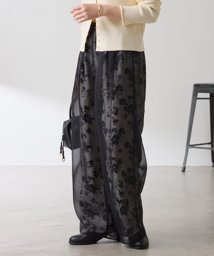 【輕薄遮身◎】輕薄疊穿花卉圖案褲