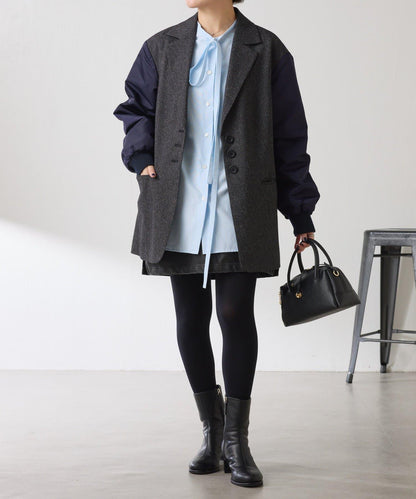 三扣拼接袖西裝夾克