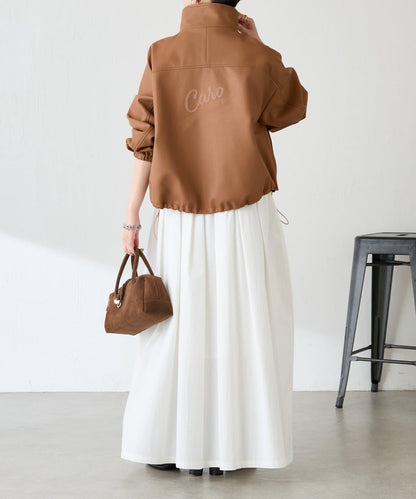 【高級感】仿皮繡花立領夾克