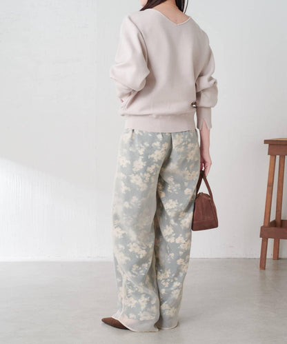 【輕薄遮身◎】輕薄疊穿花卉圖案褲