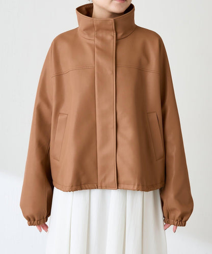 【高級感】仿皮繡花立領夾克