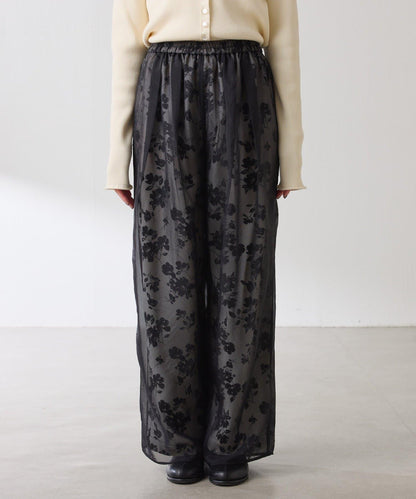 【輕薄遮身◎】輕薄疊穿花卉圖案褲