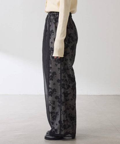 【輕薄遮身◎】輕薄疊穿花卉圖案褲