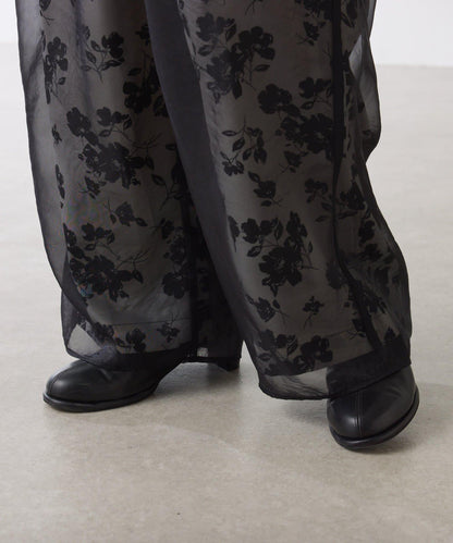 【輕薄遮身◎】輕薄疊穿花卉圖案褲