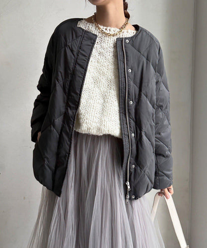 彈力塔夫綢羅紋袖短款羽絨服