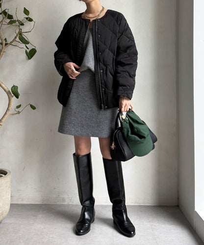 彈力塔夫綢羅紋袖短款羽絨服