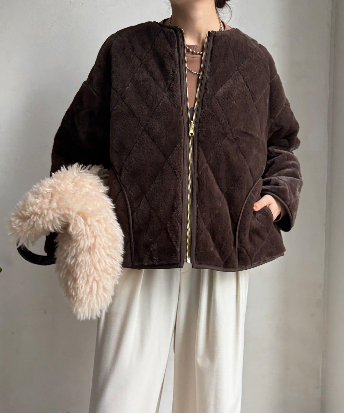 可雙面穿仿毛絎縫大衣