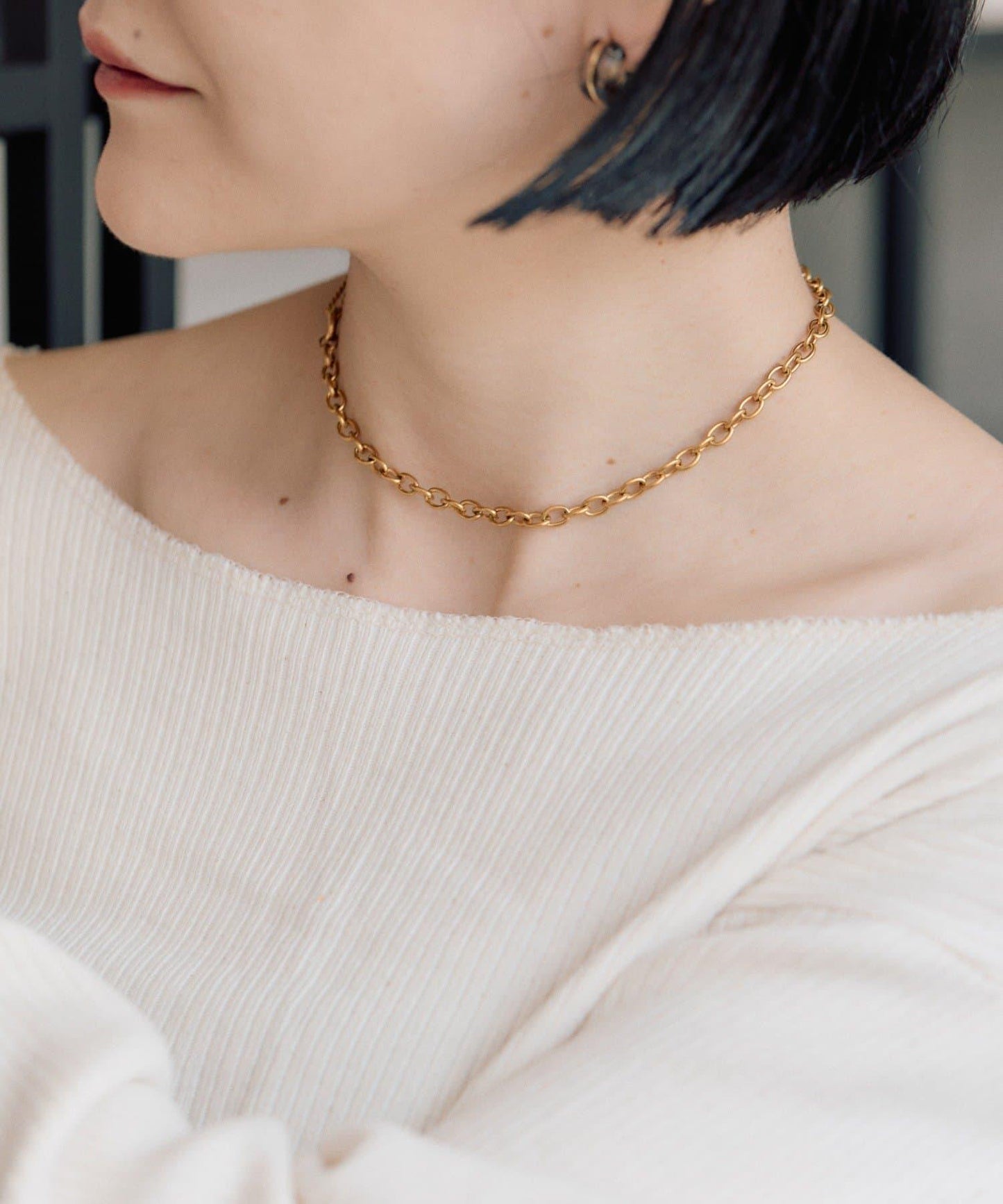 金屬過敏適用/不鏽鋼 跳躍D鏈條項鍊