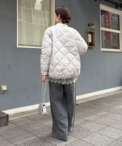 彈力塔夫綢羅紋袖短款羽絨服