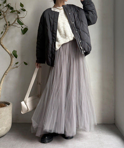 彈力塔夫綢羅紋袖短款羽絨服