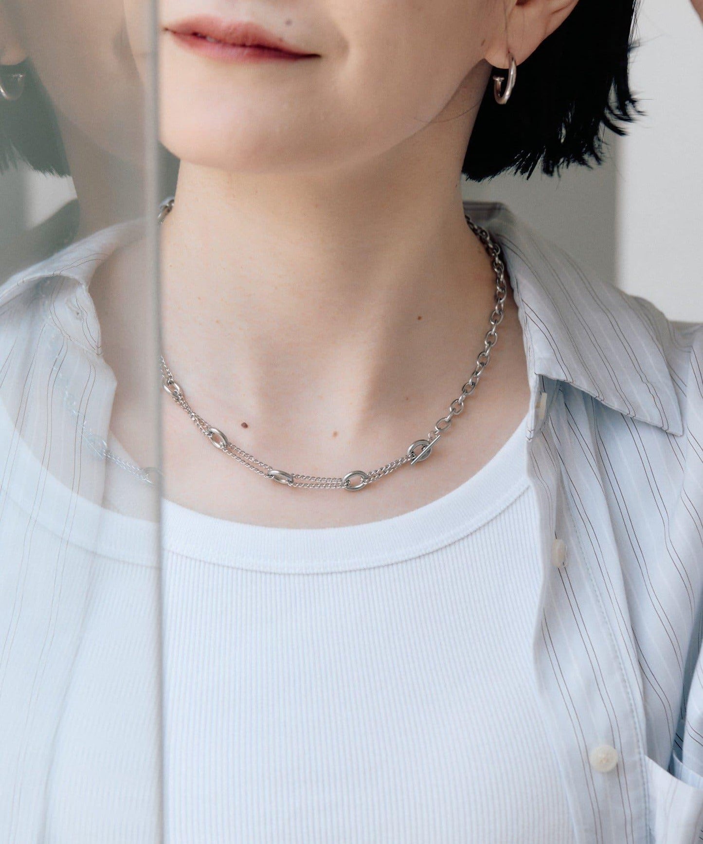 金屬過敏適用/不鏽鋼 跳躍D鏈條項鍊