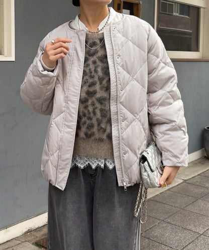 彈力塔夫綢羅紋袖短款羽絨服