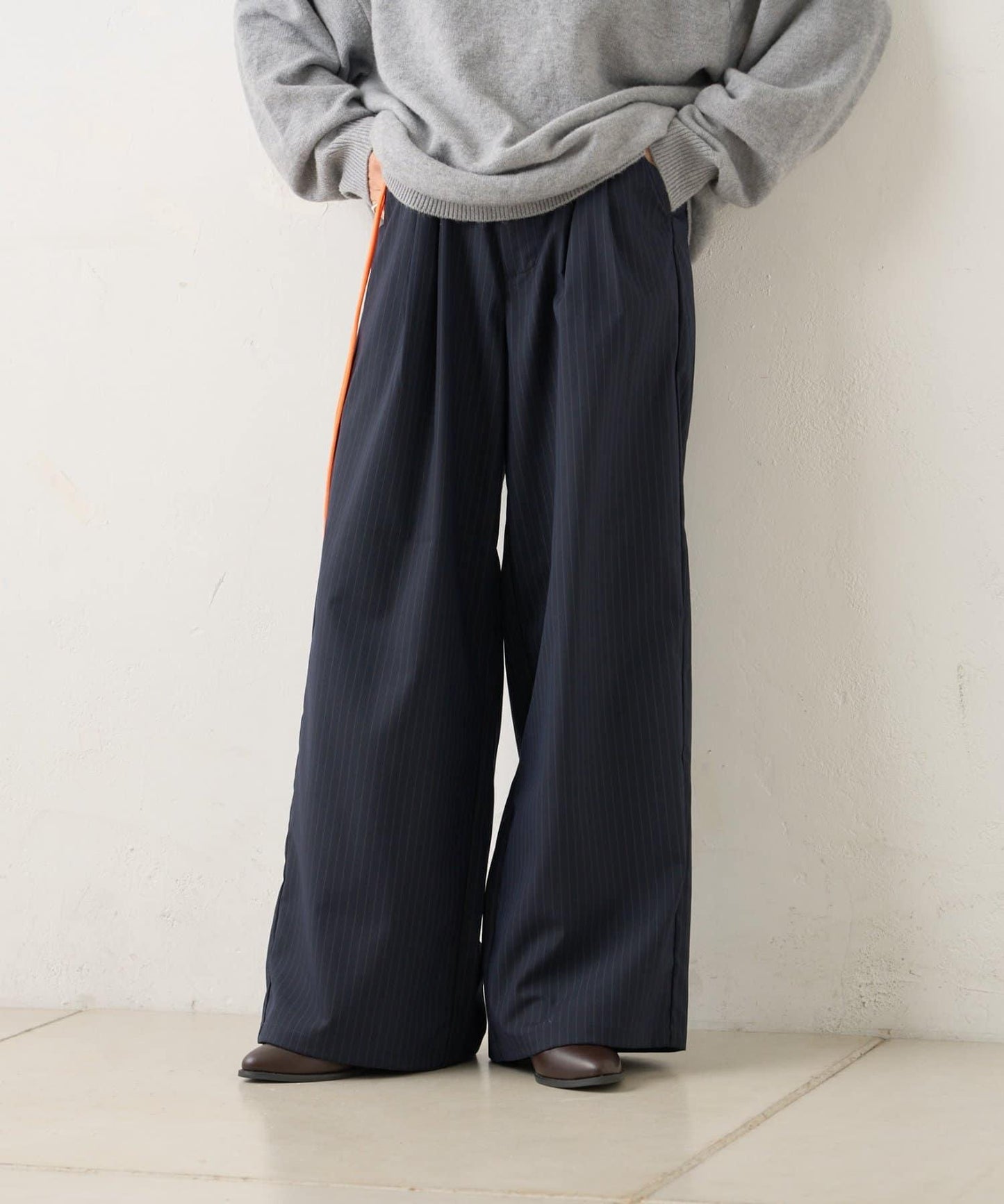 【WHIMSIC/2尺碼可選】細條紋寬鬆西裝褲