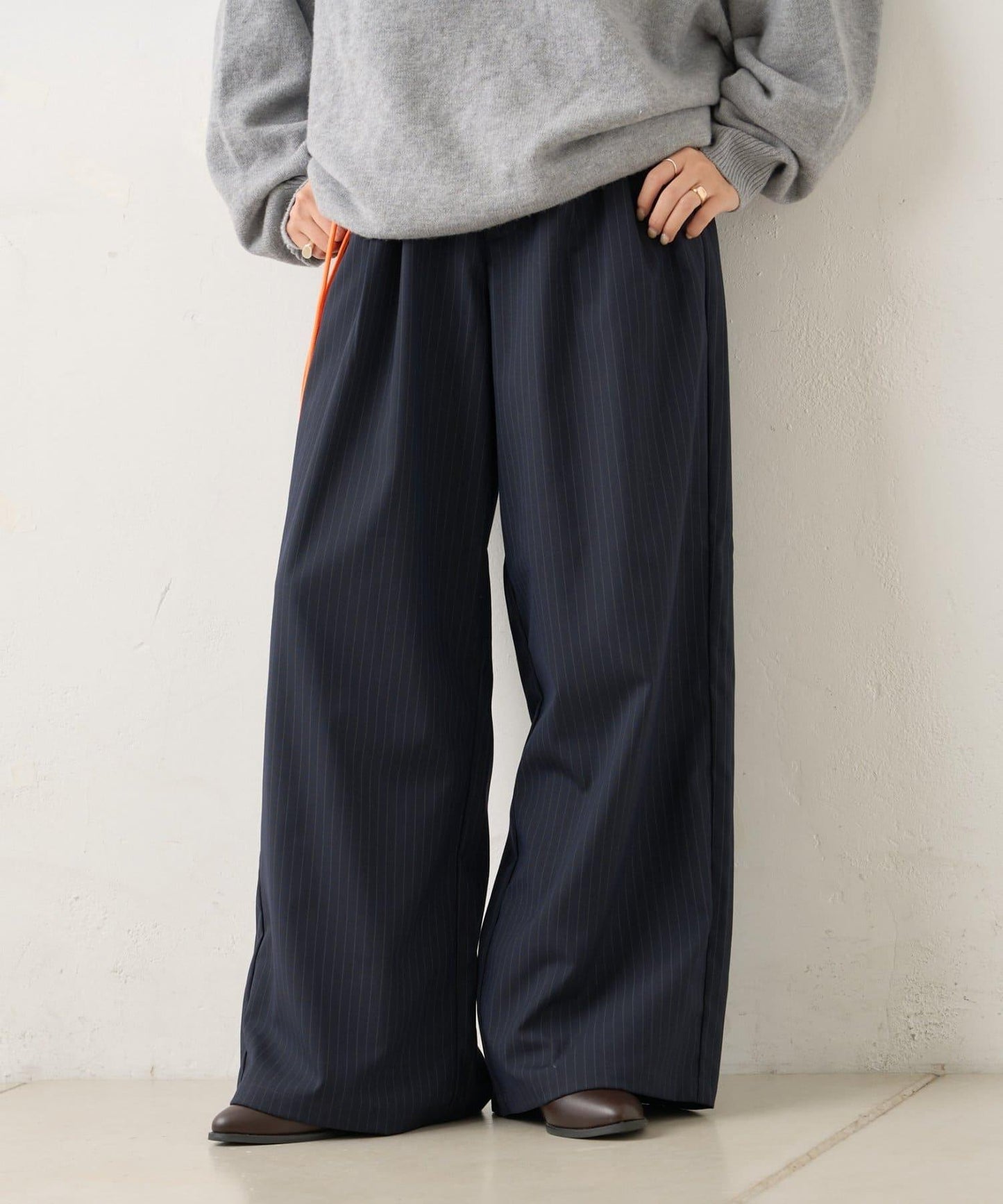 【WHIMSIC/2尺碼可選】細條紋寬鬆西裝褲