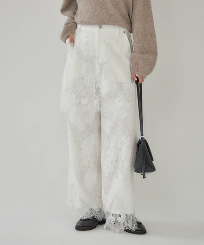 鏤空花邊疊層褲