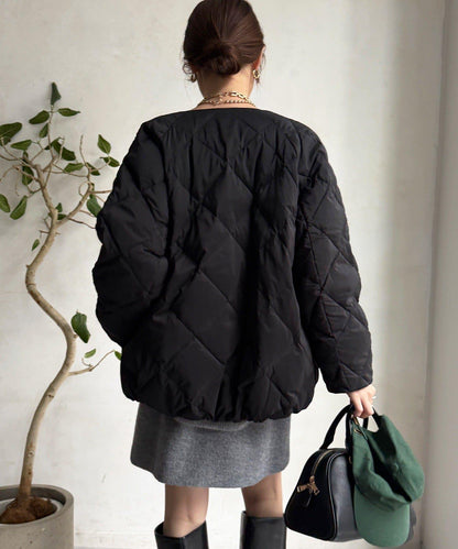 彈力塔夫綢羅紋袖短款羽絨服