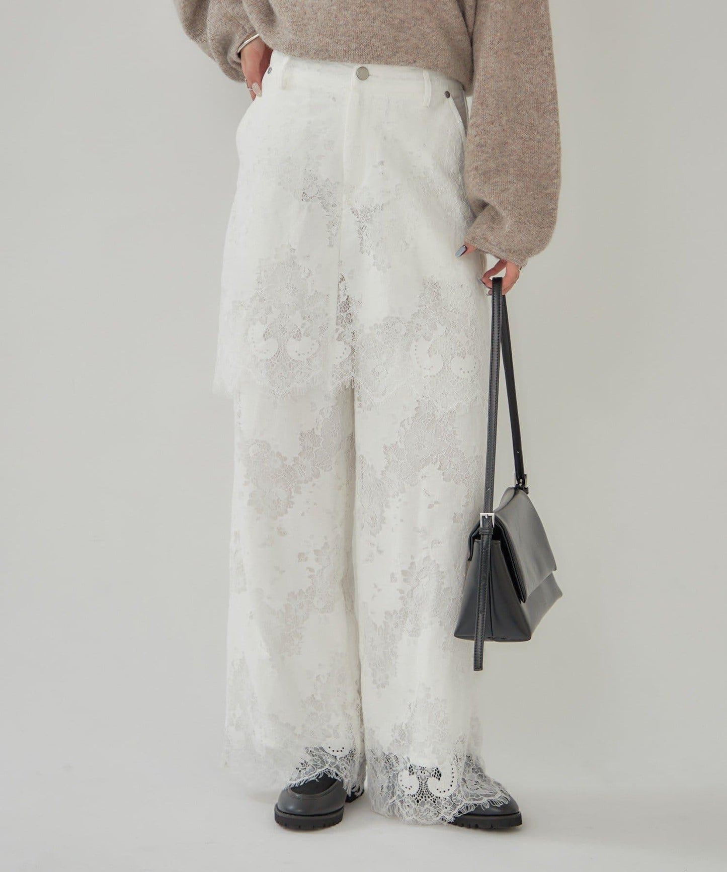 鏤空花邊疊層褲