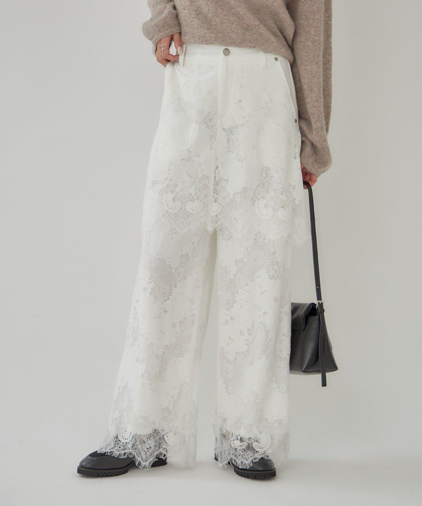 鏤空花邊疊層褲