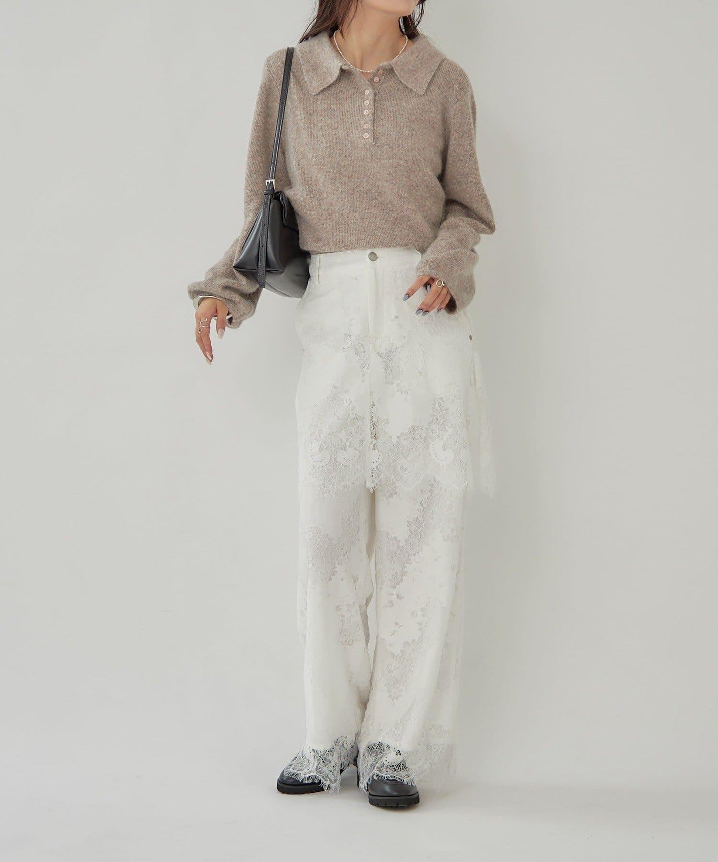 鏤空花邊疊層褲