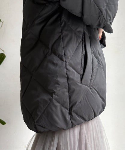 彈力塔夫綢羅紋袖短款羽絨服