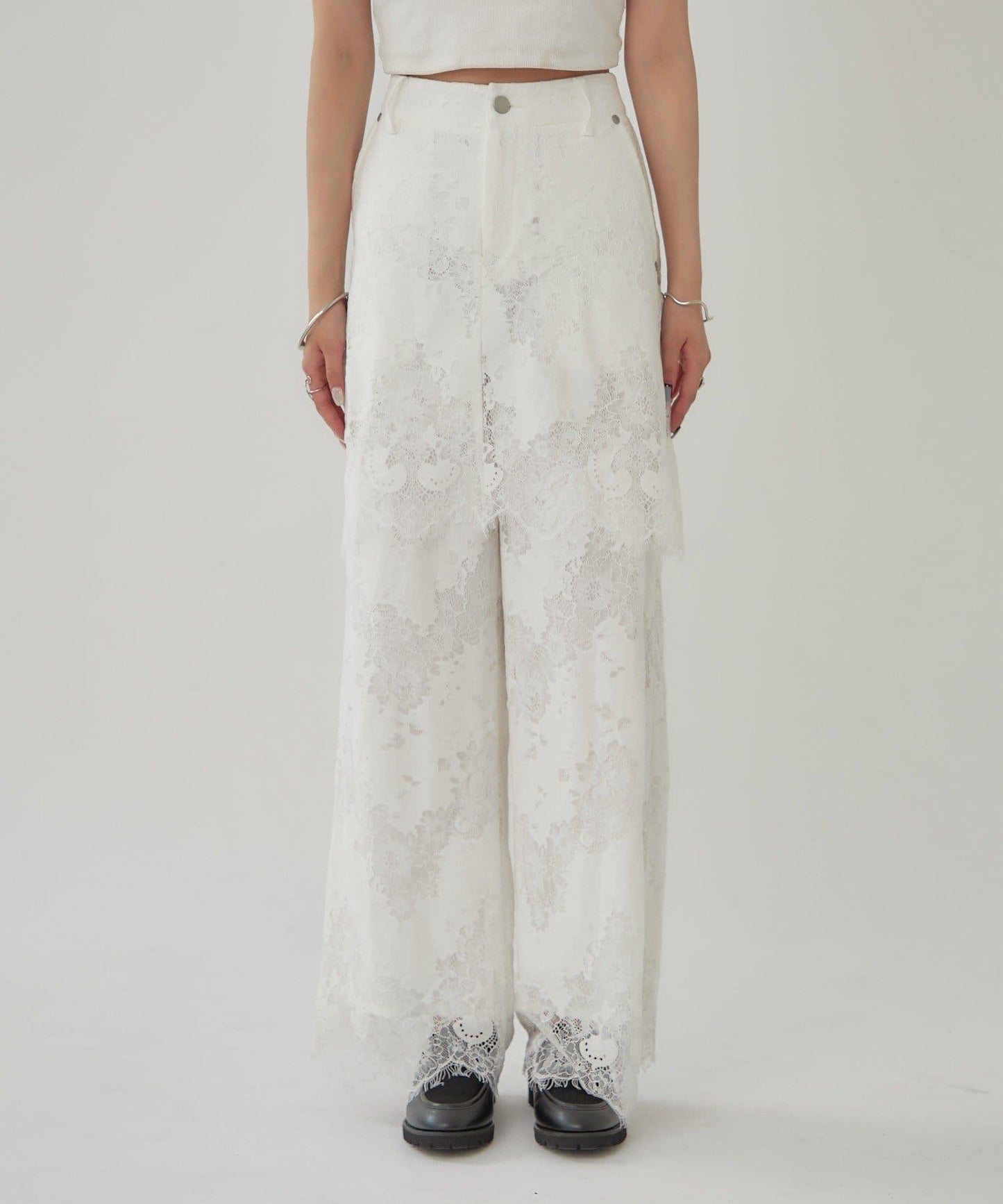 鏤空花邊疊層褲