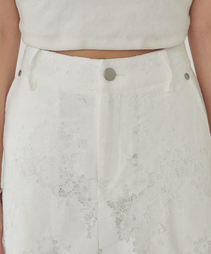 鏤空花邊疊層褲