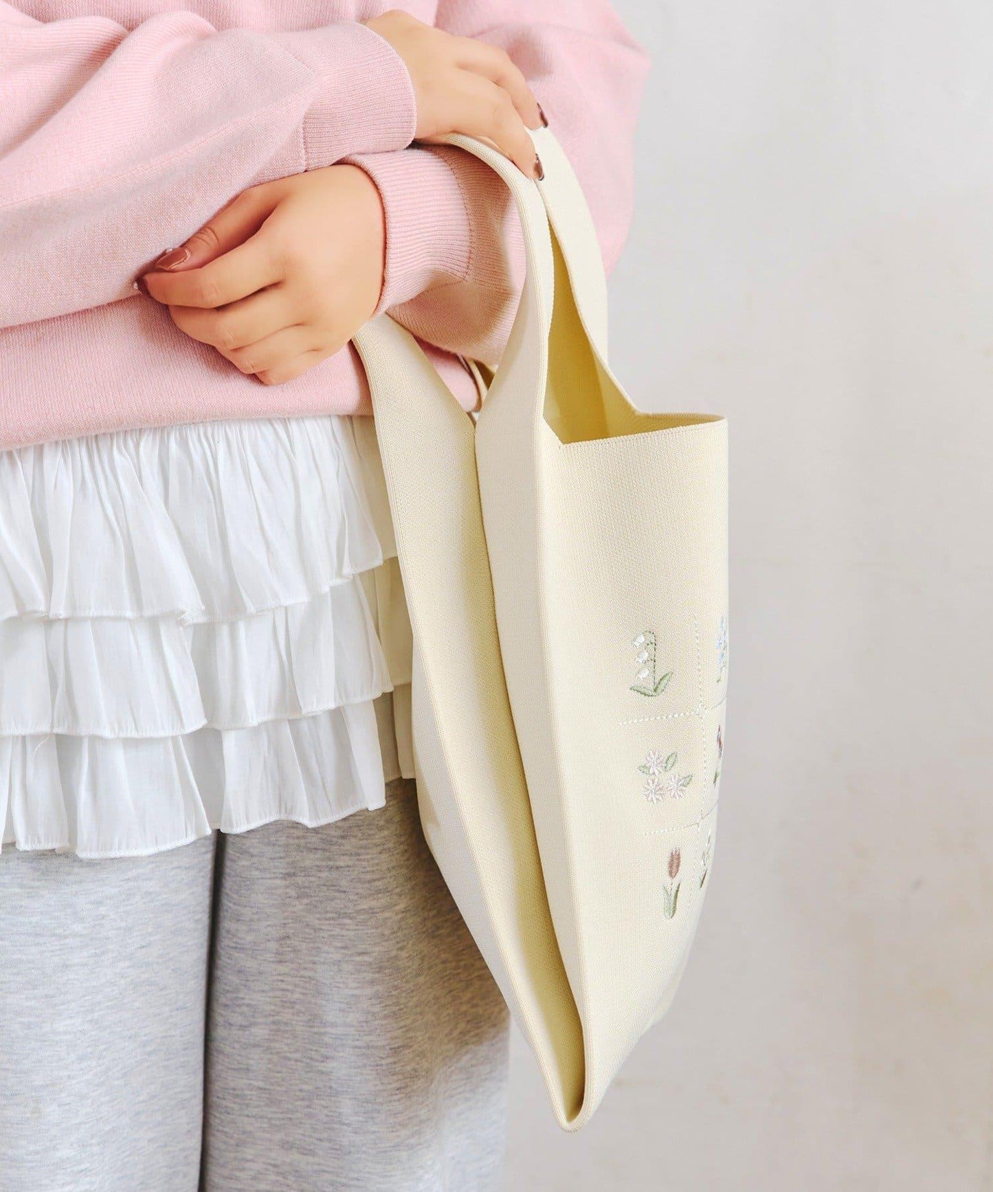 花卉刺繡針織包