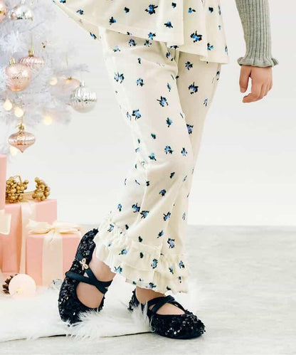 天鵝絨荷葉邊打底褲 10分長度