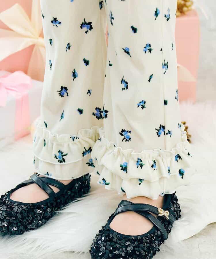 天鵝絨荷葉邊打底褲 10分長度