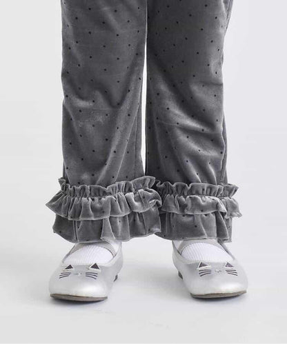 天鵝絨荷葉邊打底褲 10分長度