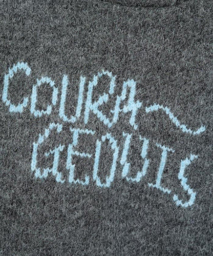 拼色標誌提花長毛針織衫