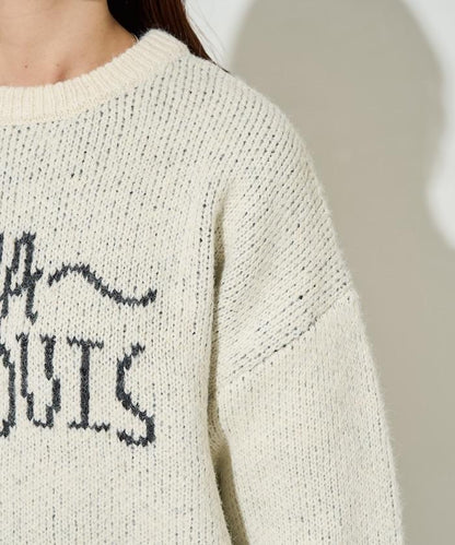 拼色標誌提花長毛針織衫