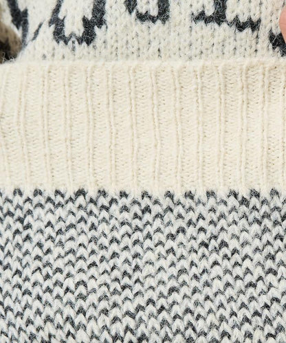 拼色標誌提花長毛針織衫