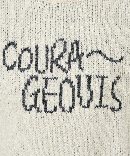 拼色標誌提花長毛針織衫