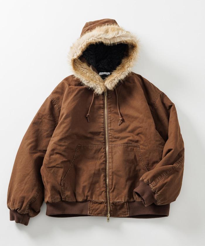 仿皮草拉鍊連帽加棉外套