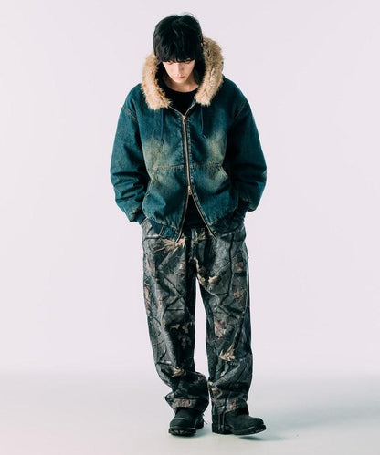 仿皮草拉鍊連帽加棉外套