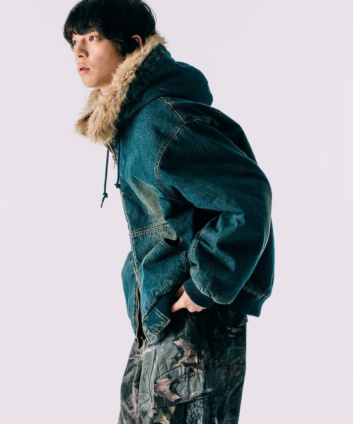 仿皮草拉鍊連帽加棉外套