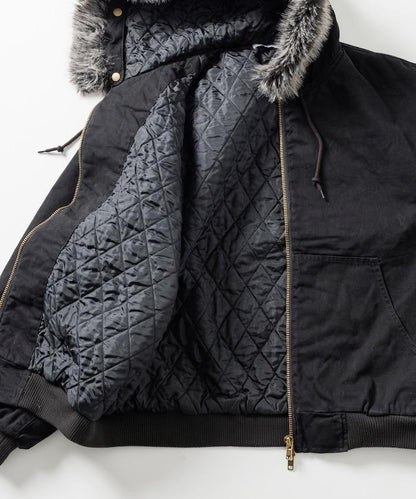 仿皮草拉鍊連帽加棉外套