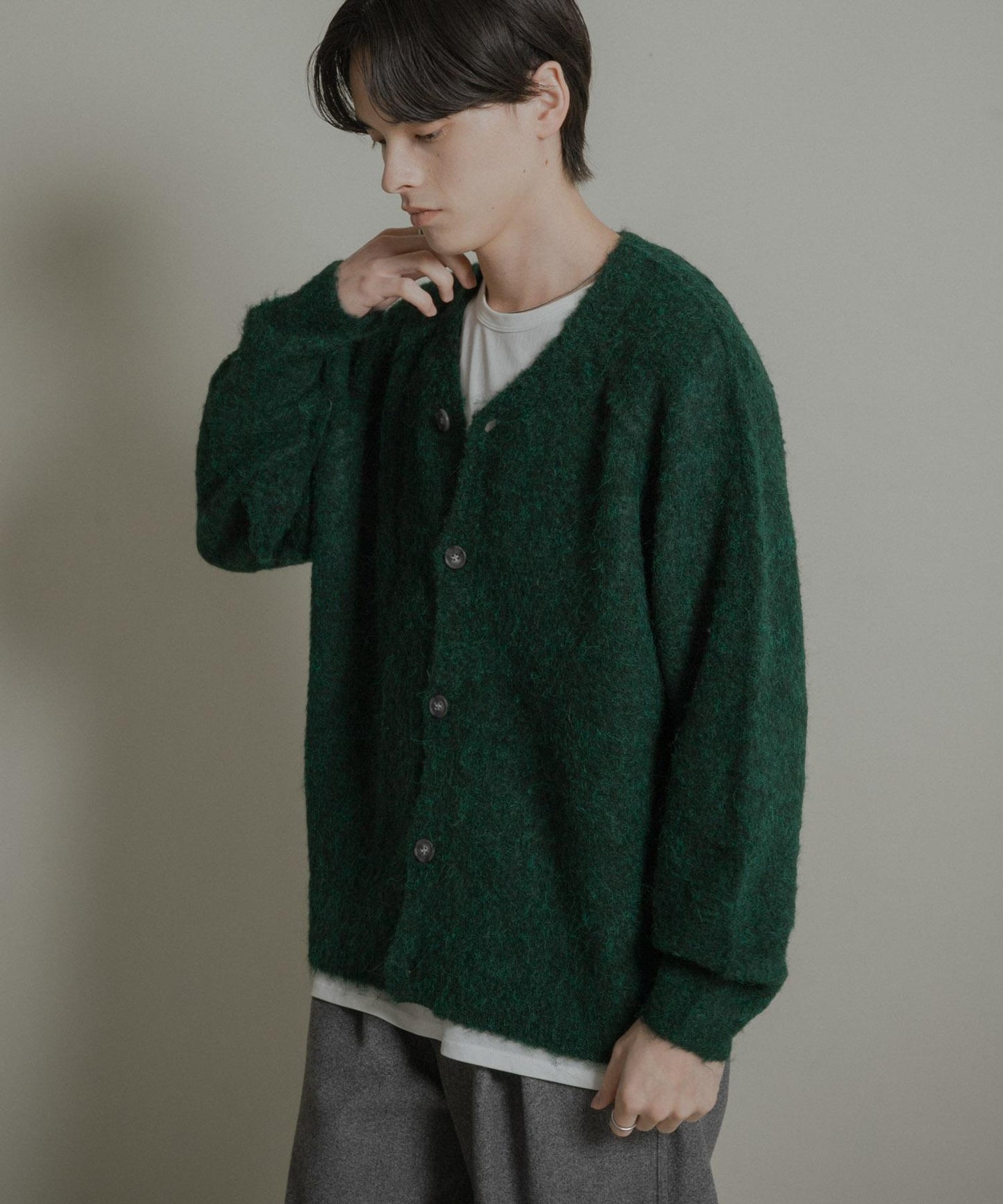 圈圈紗V領開衫