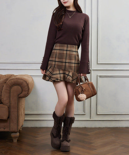 金色紐扣高領針織衫