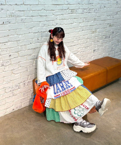 ◇12/24&25限定◇【hima聯名】【HELLO.SANFRANCISCO/哈羅舊金山】拼接拼布層疊半身裙