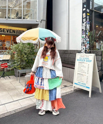 ◇12/24&25限定◇【hima聯名】【HELLO.SANFRANCISCO/哈羅舊金山】拼接拼布層疊半身裙