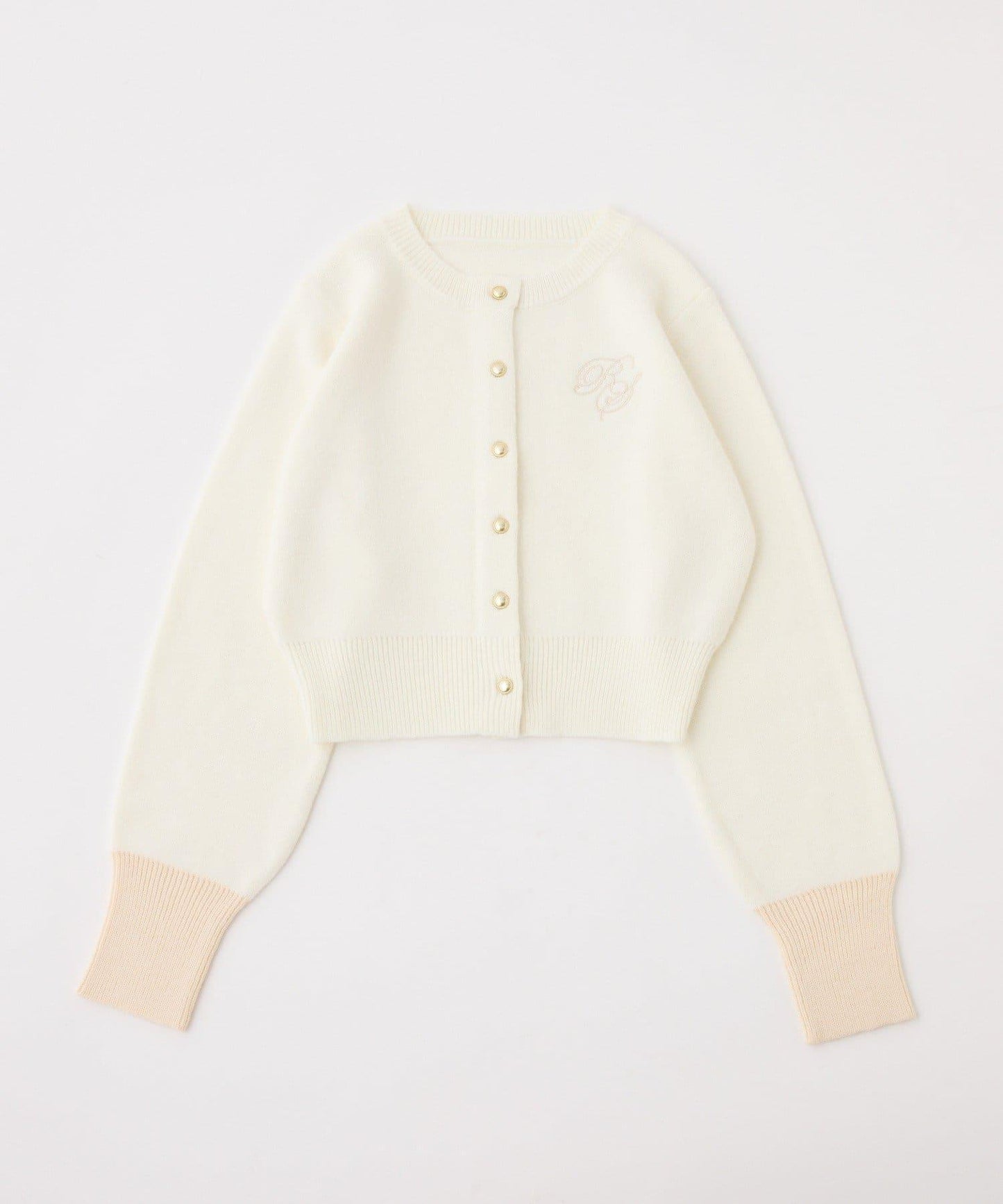 拼色袖部刺繡開衫