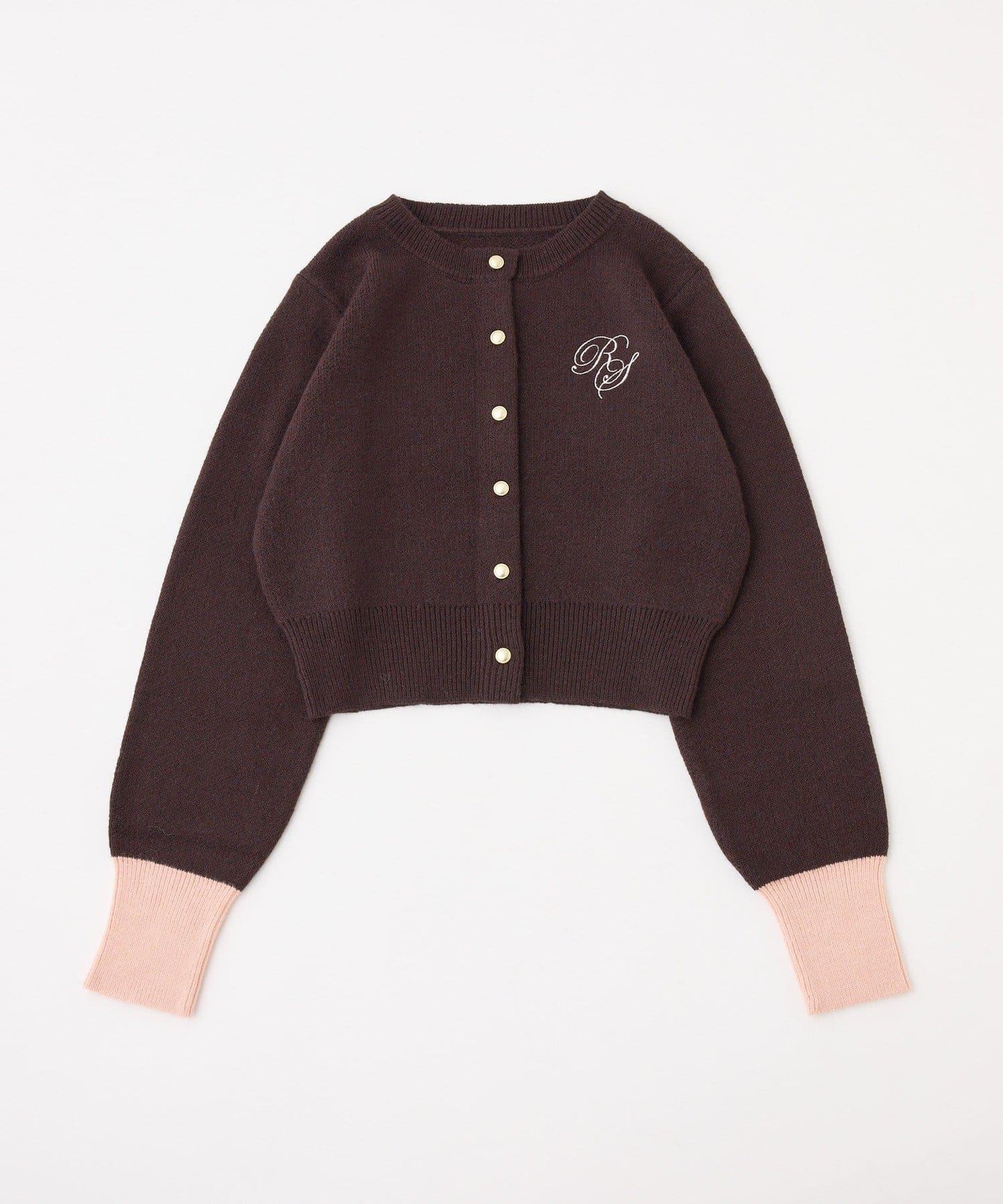 拼色袖部刺繡開衫