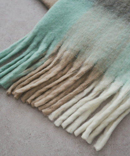 仿羊毛格紋流蘇圍巾