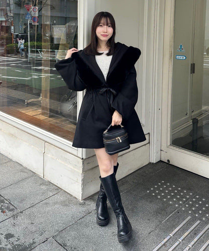 【約會・應援活動也很適合！】毛絨大連帽外套