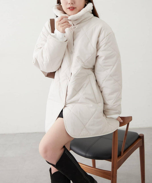 毛絨領拼接棉服