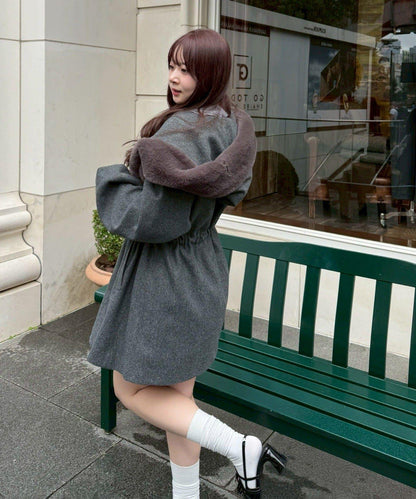 【約會・應援活動也很適合！】毛絨大連帽外套
