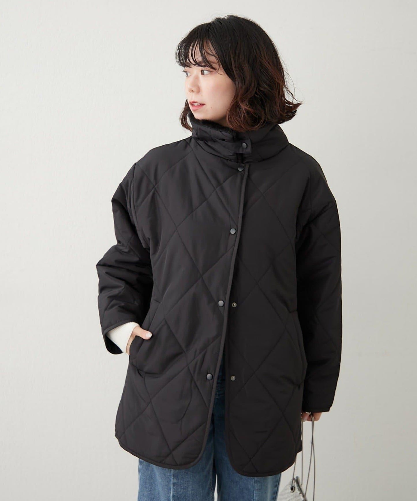 毛絨領拼接棉服